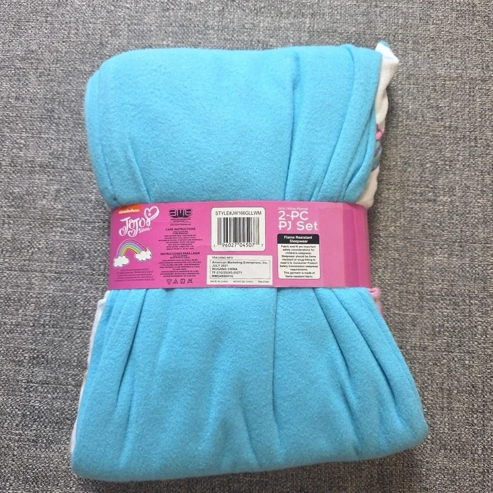 JoJo Siwa 2 PIECE PJ SET SIZE 10-12 FLANNEL GIRLS, Long Sleeve NWT COLOR BLUE